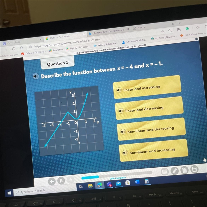 Describe the function between x=-4 and x=-1-example-1