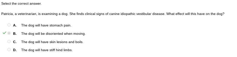 Patricia, a veterinarian, is examining a dog. She finds clinical signs of canine idiopathic-example-1