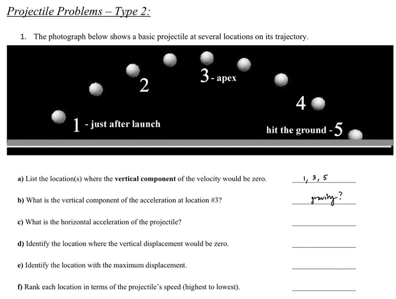 Projectile Problems – Type 2: 1. The photograph below shows a basic projectile at-example-1