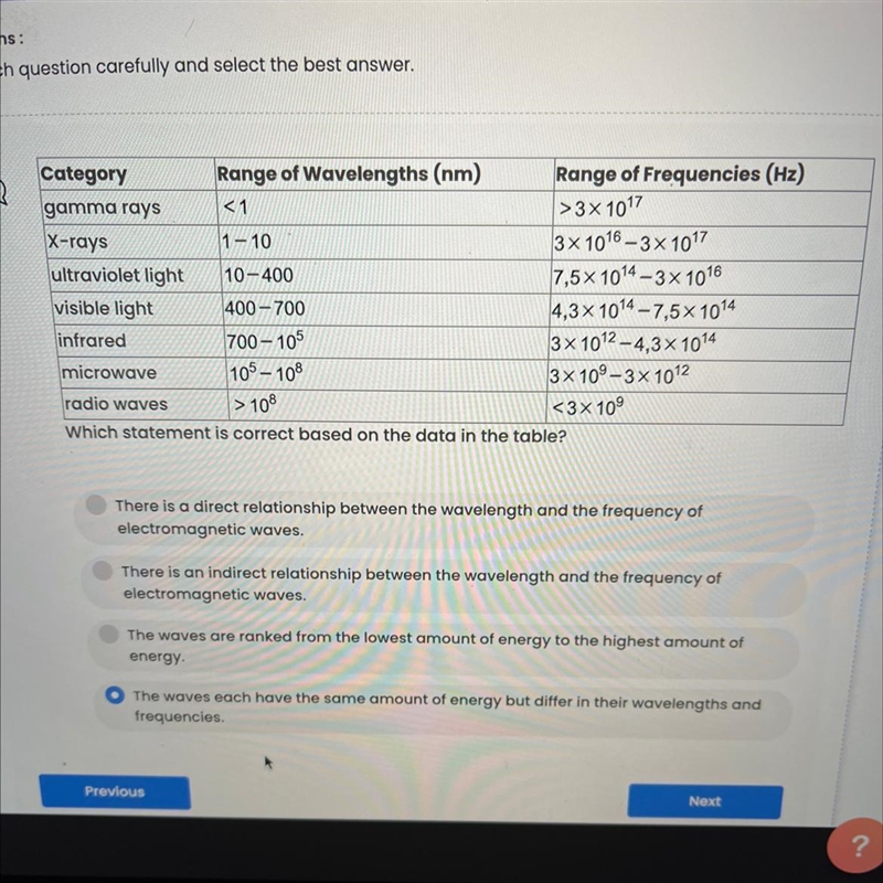 Which statement is correct based on the data in the table?-example-1