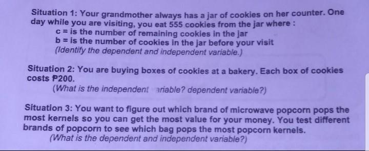 Enrichment Activity 2: Identify the Dependent and Independent Variables 1.In a short-example-1