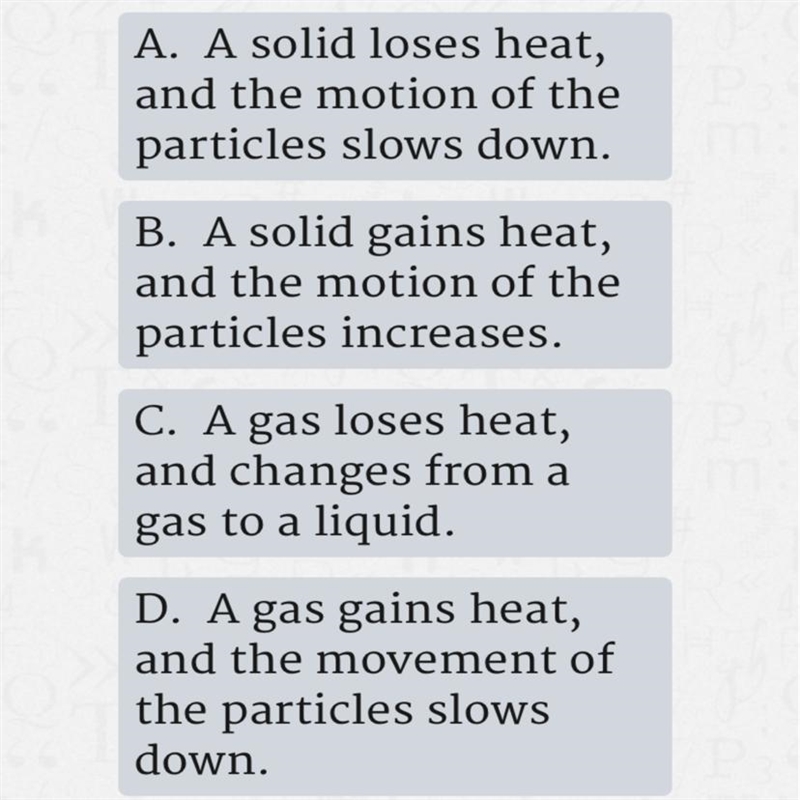 Which of the following happens when a substance melts?-example-1