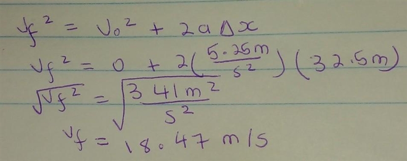 What is your final speed from rest when you accelerate 5.25 m/s/s over a distance-example-1