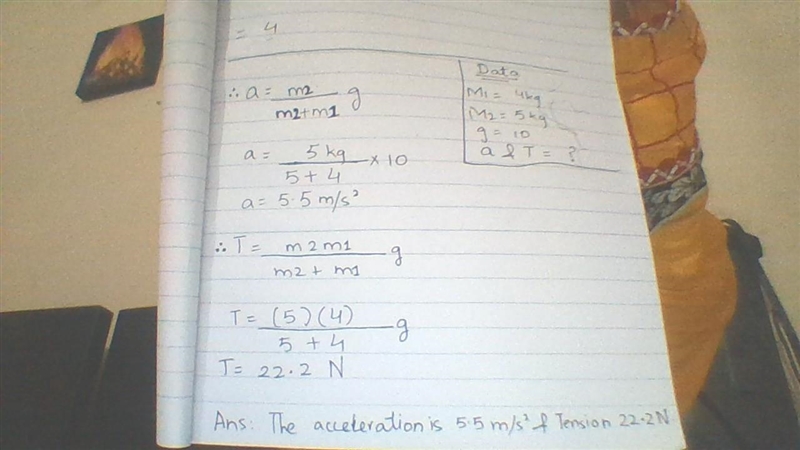 A block of mass M1 = 4kg on a smooth inclined plane of angle - 30 is connected by-example-1