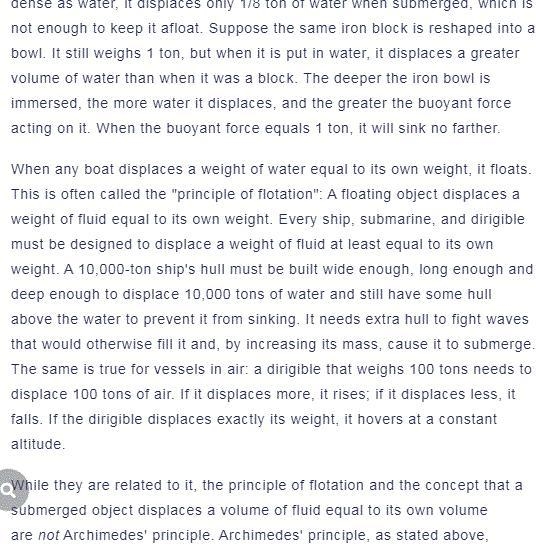 Differences between law of flotation and Archimedes's principle​-example-3