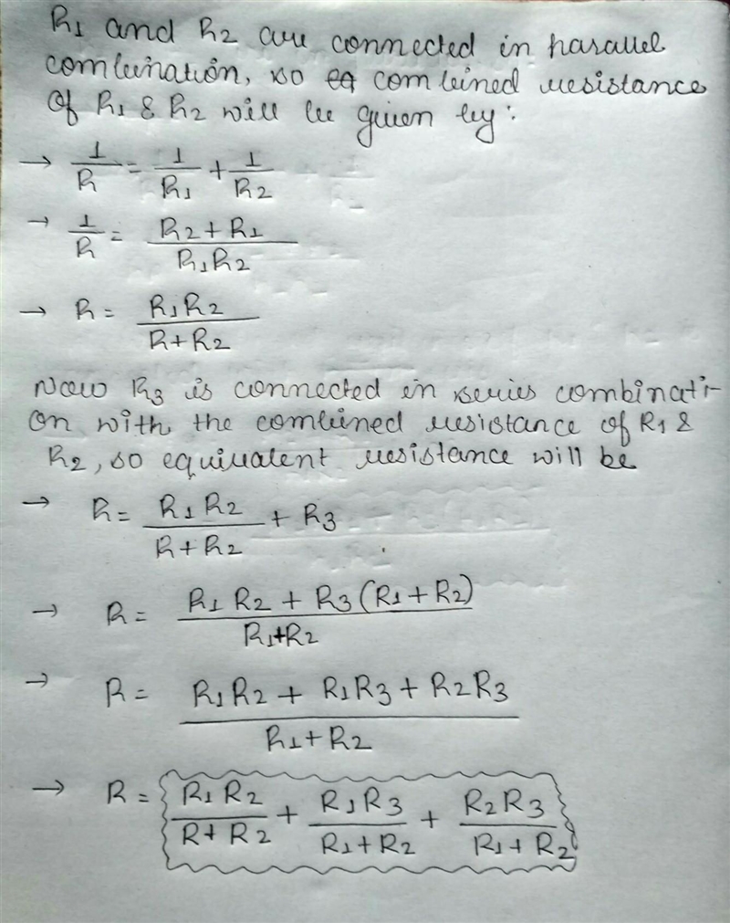 If R1 and R2 are in parallel and R3 is in series with them then equivalent resistance-example-1