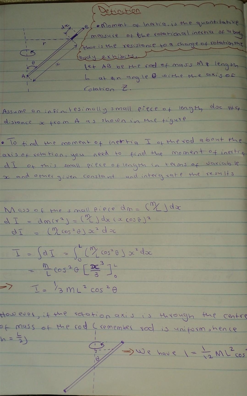 Moment of inertia of uniform rod define it.​-example-1