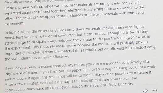 How is it difficult to perform electrostatic experiments on humid days​-example-1