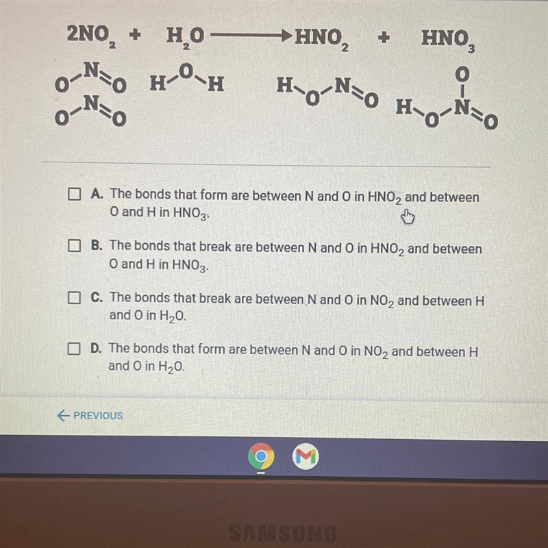 HELP ME PLEASE!!! Which 2 statements are true about this chemical reaction that forms-example-1