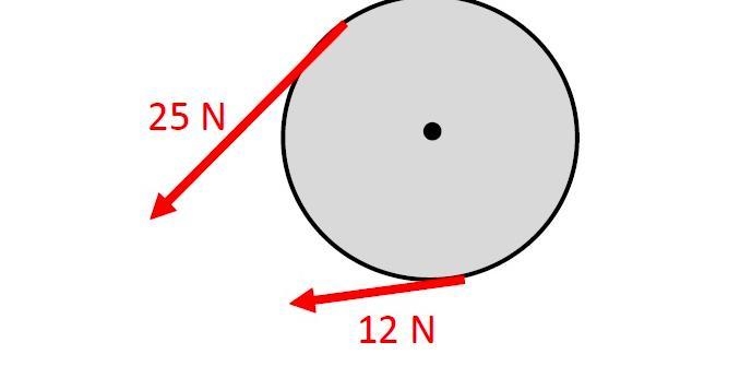 The pulley shown in the attached diagram has a diameter of 30 centimeters and a mass-example-1