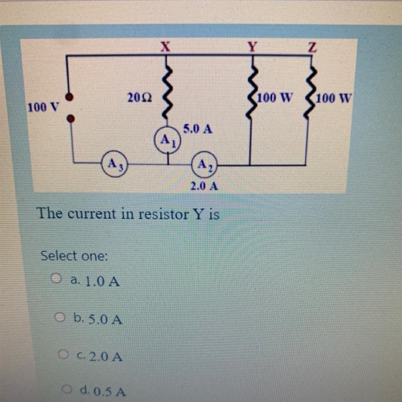 The current in resistor Y is..?-example-1