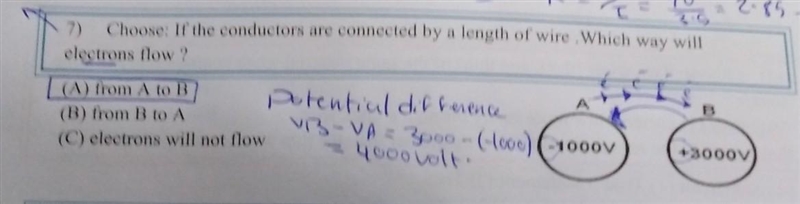 1. Why is the flow of electrons from A to B? 2. What's the difference between flow-example-1