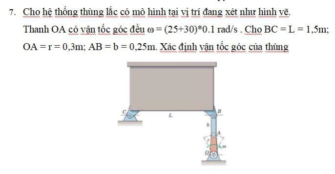 Cho hệ thống thùng lắc có mô hình tại vị trí đang xét như hình vẽ-example-1