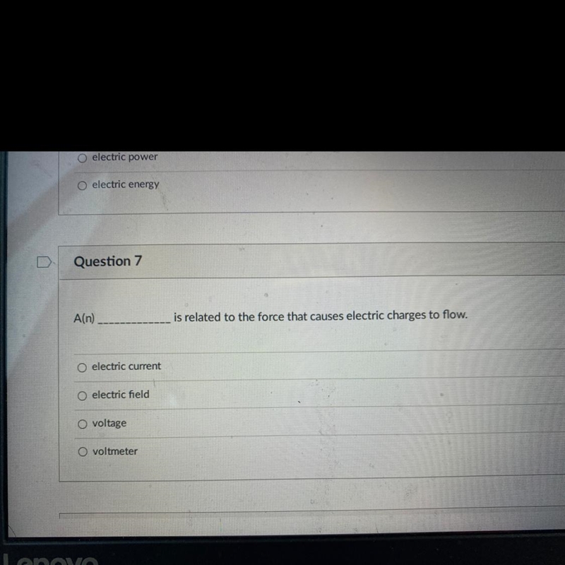 What is related to the force that causes electric charges to flow.uses answers below-example-1