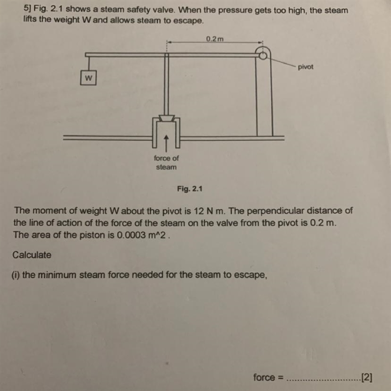 The answer and solution to how to calculate the minimum steam force.-example-1