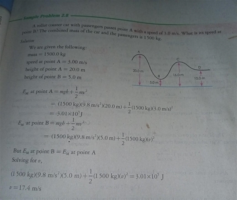 Referring to the diagram in Sample Problem 2.8, determine the speed at points C and-example-1