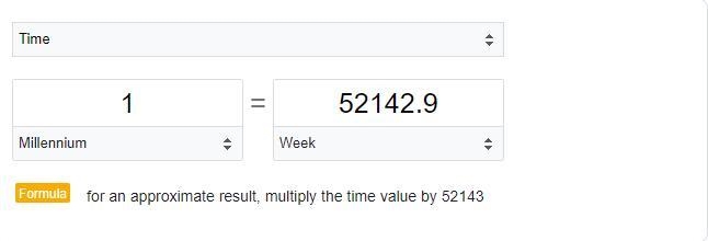 How many weeks are in a millennium?-example-1