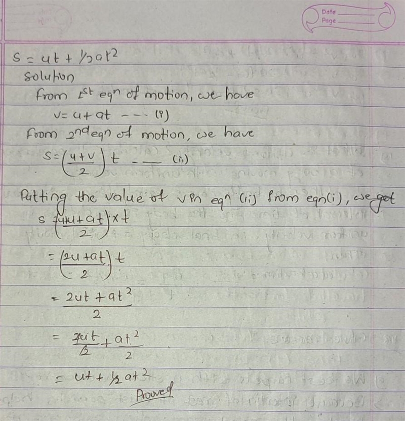 Derive the following relation/equation. i.S=ut+1/2at²​-example-1