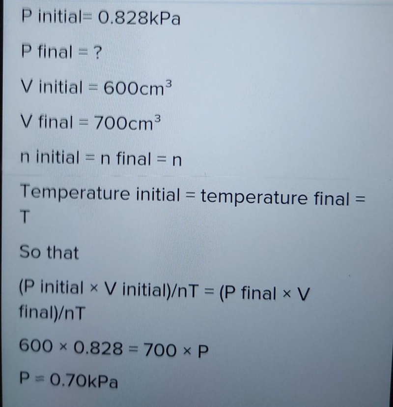 -- A balloon containing 600 cm? of air at a pressure of 0,828 kPa escapes from a child-example-1