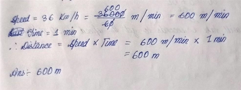 A car travels along highway with a speed of 36 km/h. Find out the distance travelled-example-1