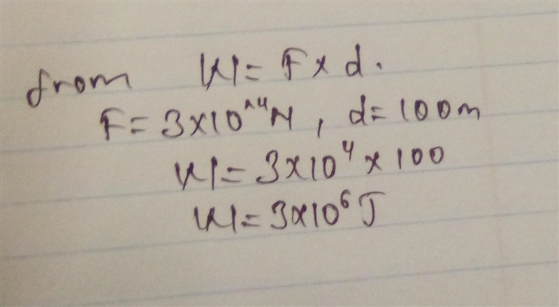 An elevator of 3 × 10^4N is raised to a height of 100m in 20s . The work done by electric-example-1