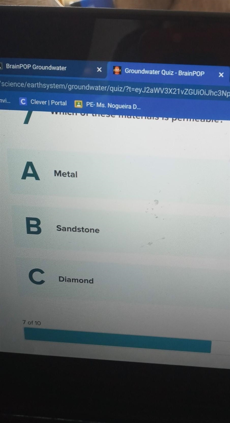 Which of these materials is permeable?​-example-1