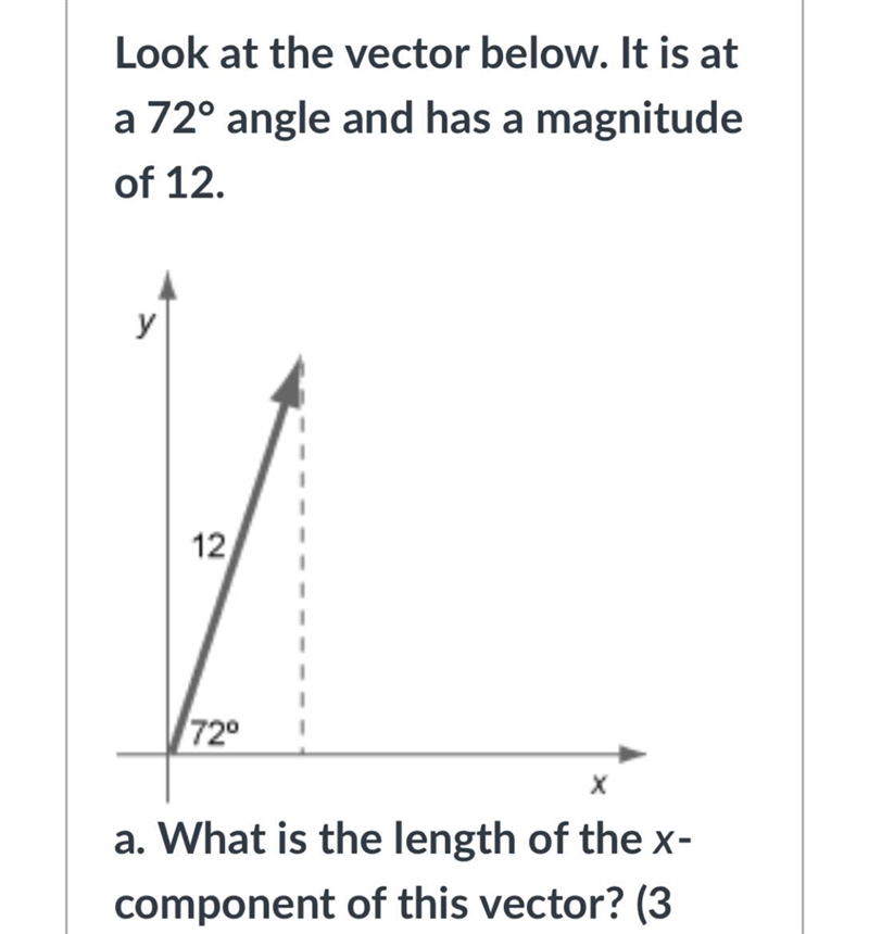 NEED HELP ASAP What are the lengths of the x and y components of this vector?-example-1