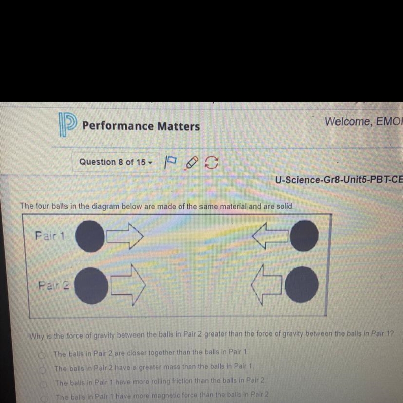 The four balls in the diagram below are made of the same material are sold Why is-example-1