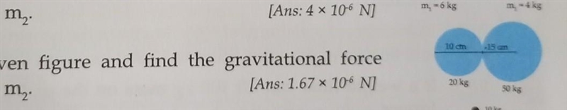 Observe the given figure and find the the gravitational force between m1 and m2.​-example-1