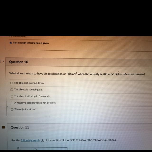 What does it mean to have an acceleration of -10 m/s^2 when the velocity is 80 m/s-example-1