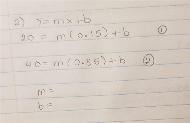 Can someone help me combine these two questions to find what m and b are. thank you-example-1