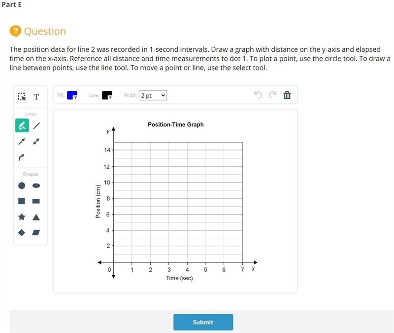 The position data for line 2 was recorded in 1-second intervals. Draw a graph with-example-1