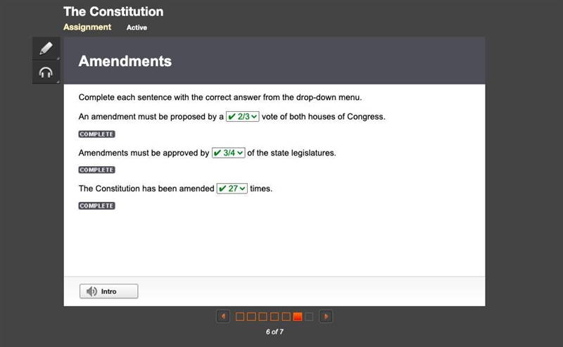 Amendments must be approved by of the state legislatures.-example-1