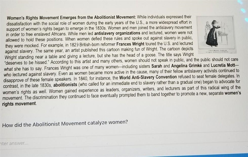 How did the Abolitionists Movement catalyze women?​-example-1