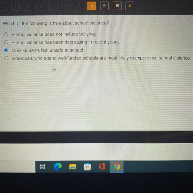 Which of the following is true about school violence? School violence does not include-example-1