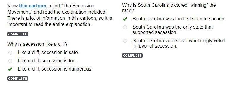 View this cartoon called “The Secession Movement,” and read the explanation included-example-1