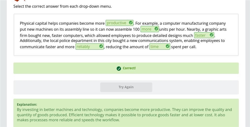 Physical capital helps companies become more For example, a computer manufacturing-example-1