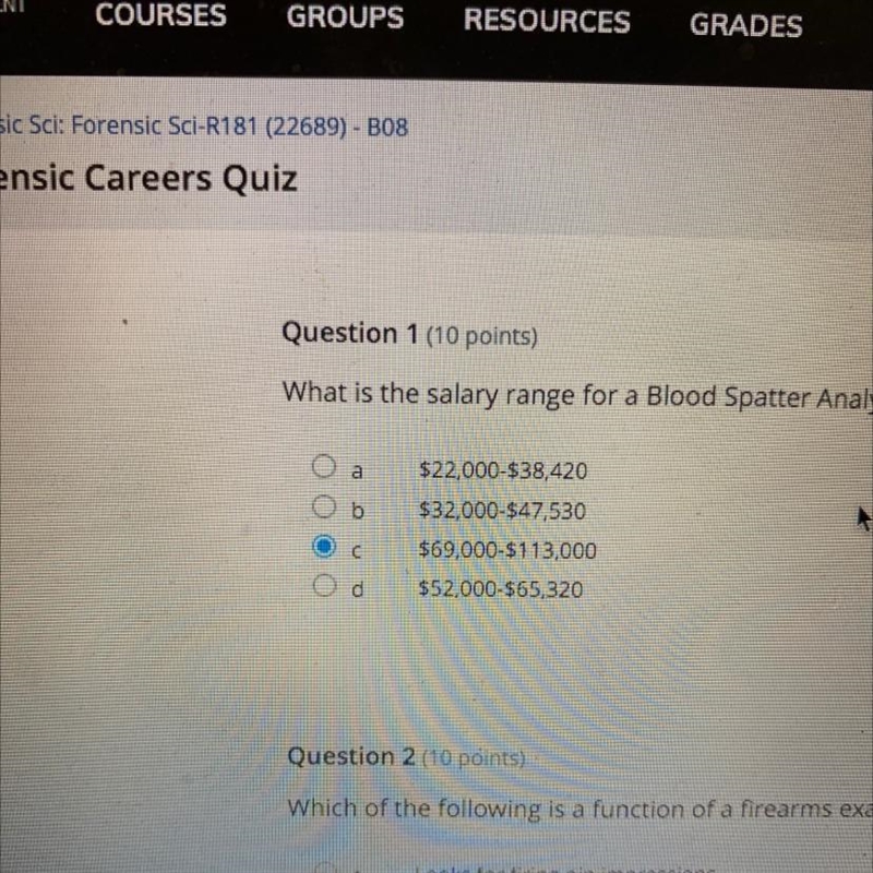 What is the salary range for a Blood Spatter Analyst?-example-1