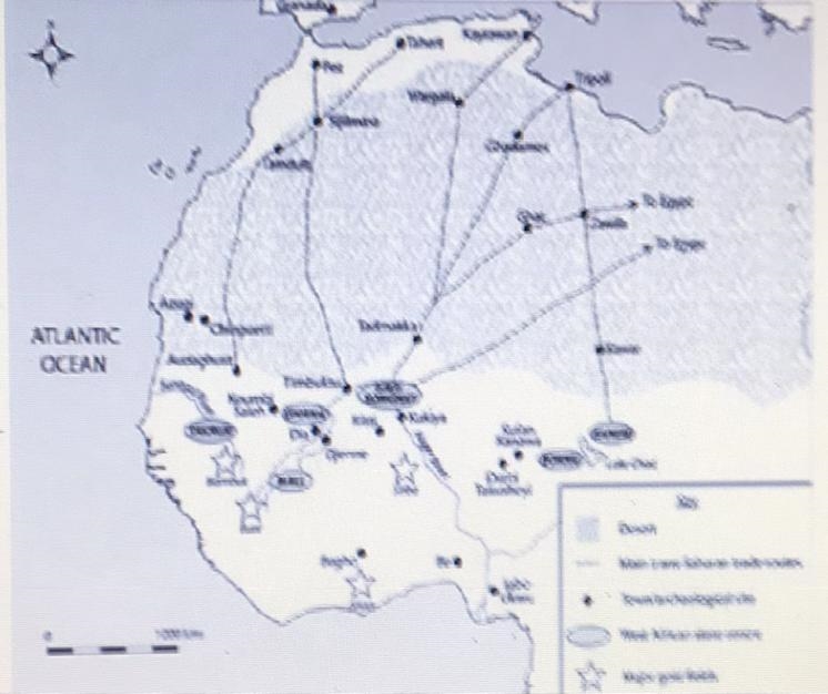 Based on the map, what was one result of the gold-salt trade in West Africa? A. Craftsmen-example-1