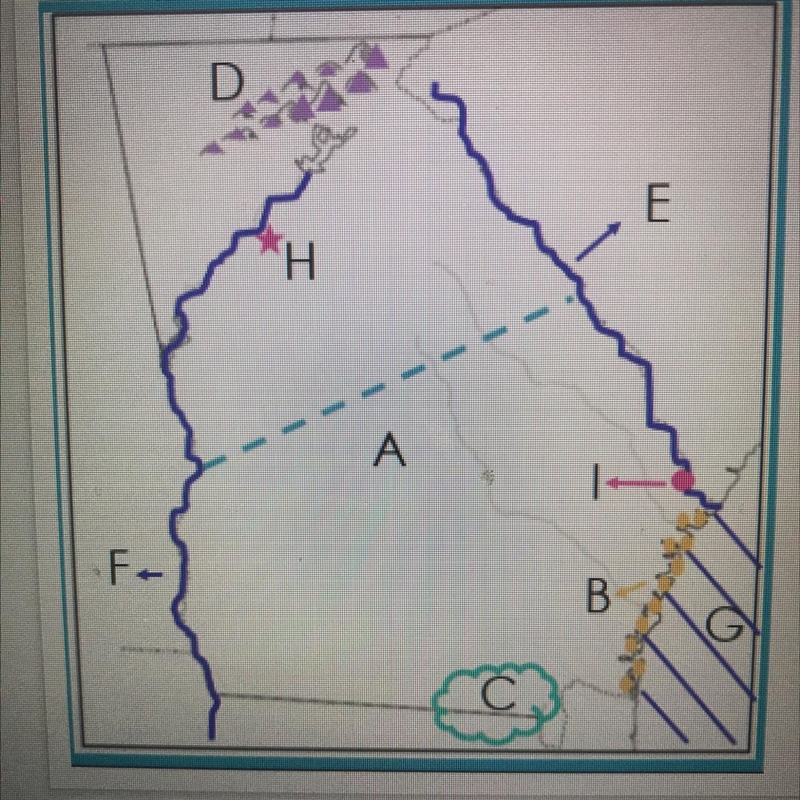 PLEASE HELP!! Correctly identify the physical features on the map by typing your answers-example-1