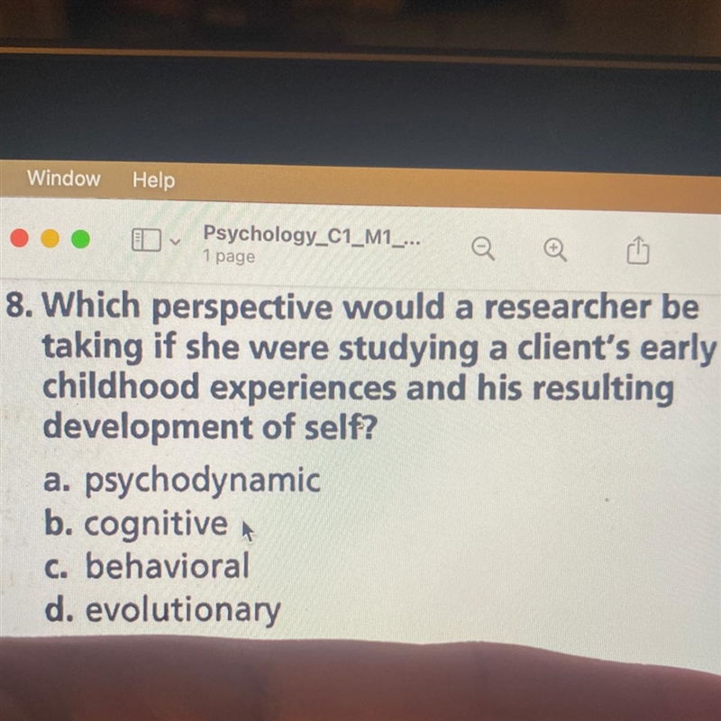 8. Which perspective would a researcher be taking if she were studying a client's-example-1