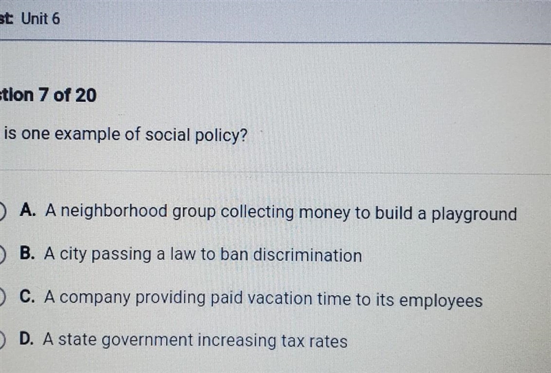 What is one example of social policy?​-example-1