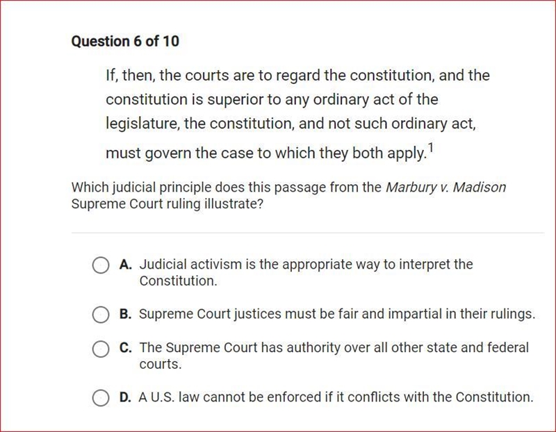 Which judicial principle does this passage from the Marbury v. Madison Supreme court-example-1