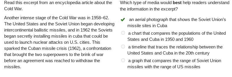 Read this excerpt from an encyclopedia article about the Cold War. Another intense-example-1