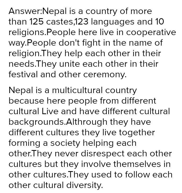 Why is nepal is a multilingual,multiethnic,multicultural, and multi religious country-example-1