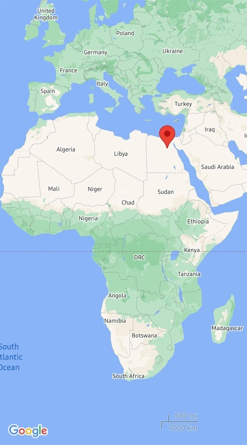 1. Which body of water is located on the map in the northeastern region of Africa-example-1