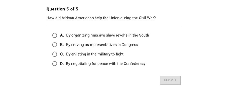 How did African Americans help the Union during the Civil War?-example-1