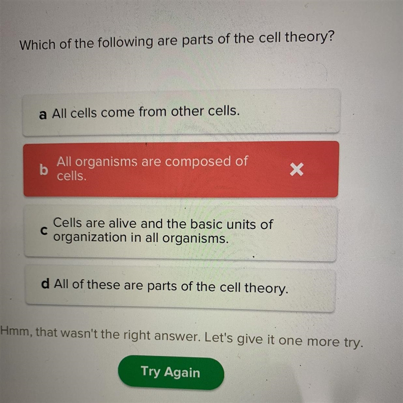 Which of the following are parts of the cell theory? What y’all think is the answer-example-1