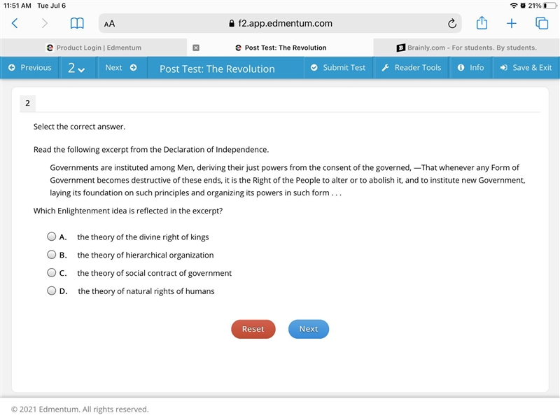 Which Enlightenment idea is reflected in the excerpt?-example-1