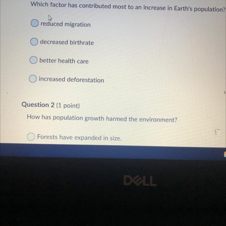 Which factor has contributed most to an increase in Earth's population?-example-1